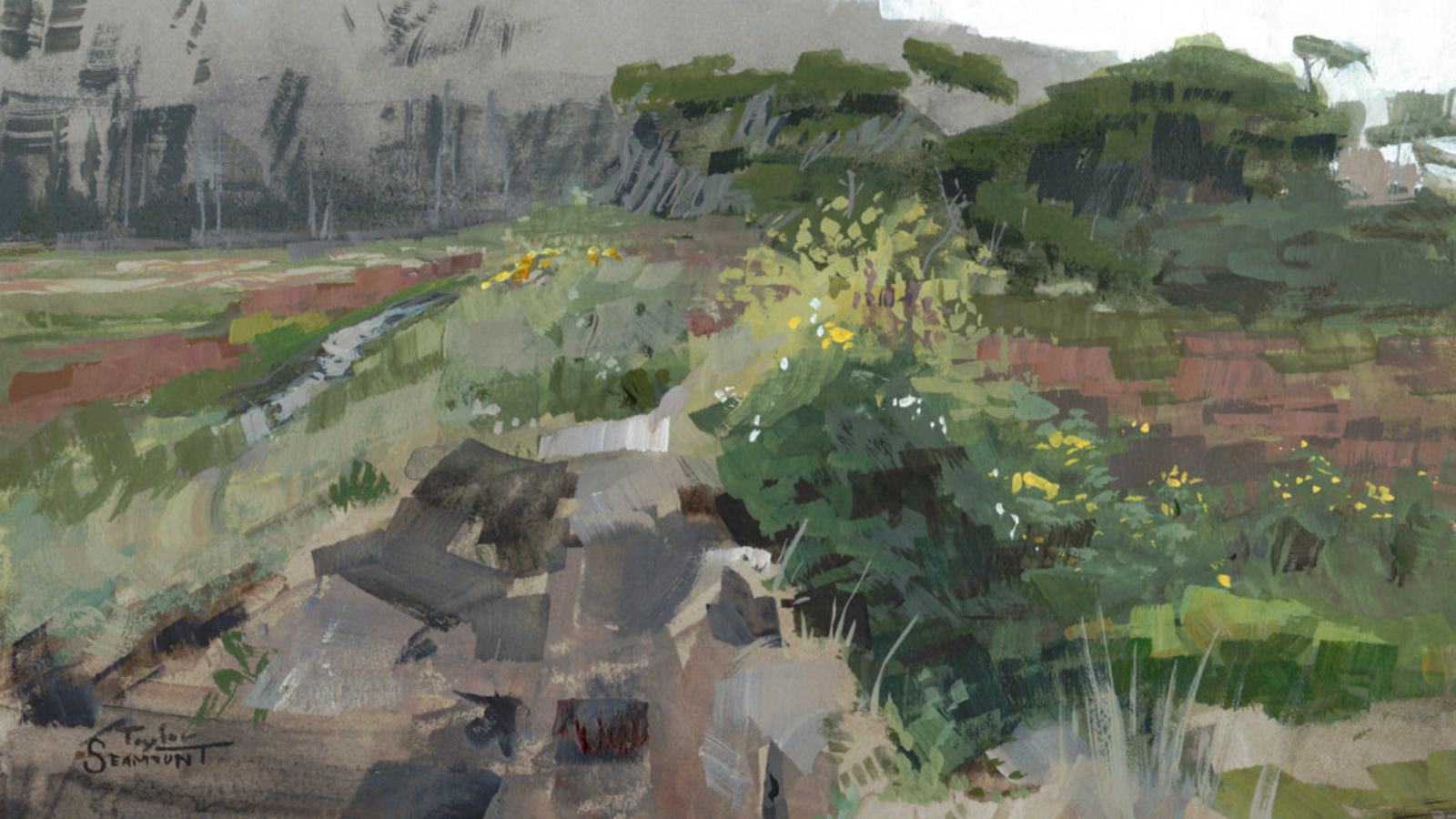 plein air painting of a marsh